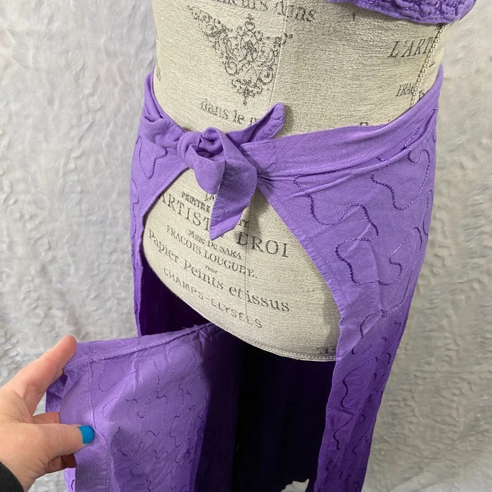 Vintage 2 piece wrap palazzo pants with Halter top Made in India 100% Rayon - Picture 8 of 10